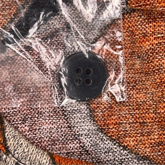 NEW MEDIUM SHARAGANO ORANGE BLACK KNIT TOP SHORT SLEEVE - Picture 12 of 13